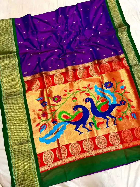 Embroidery work pallu paithani  uploaded by SAMARTH PAITHANI WHAT'S UP on 8/9/2023