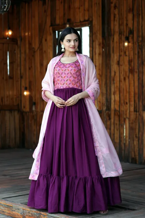 D.no 5587 gown+Dupatta(DFG(5/8) uploaded by business on 8/9/2023
