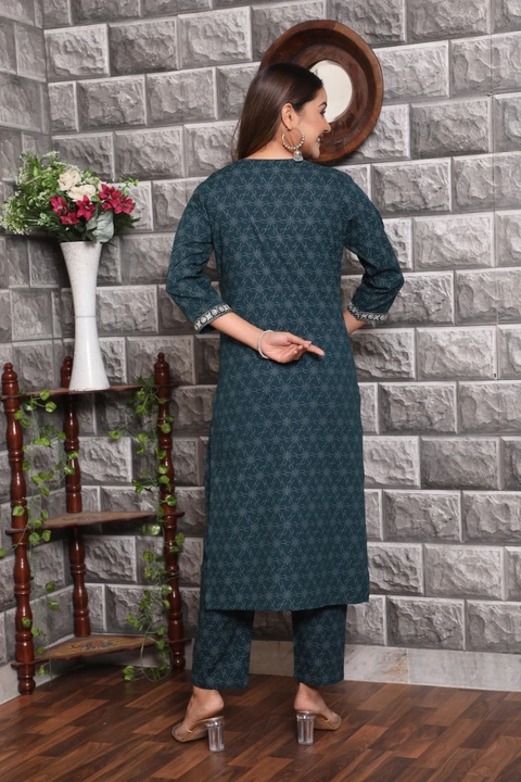 Anar -132RMLK- COTTON kurti with pant  uploaded by Classic Collection on 8/10/2023