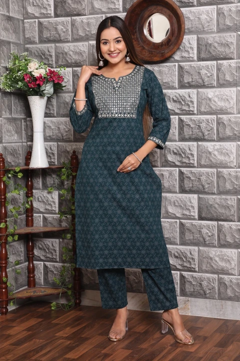Anar -132RMLK- COTTON kurti with pant  uploaded by Classic Collection on 8/10/2023