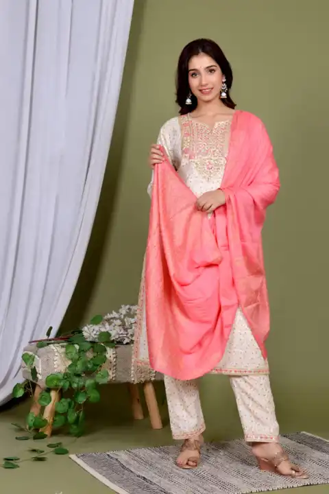 Anar 145BF beautiful designer kurti with pant and dupatta uploaded by Classic Collection on 8/10/2023