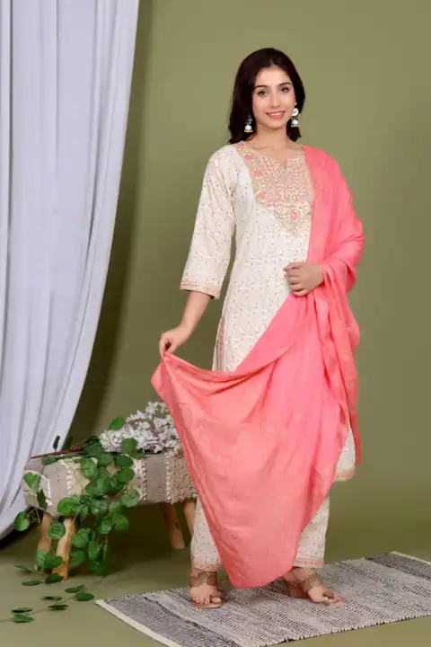 Anar 145BF beautiful designer kurti with pant and dupatta uploaded by Classic Collection on 8/10/2023
