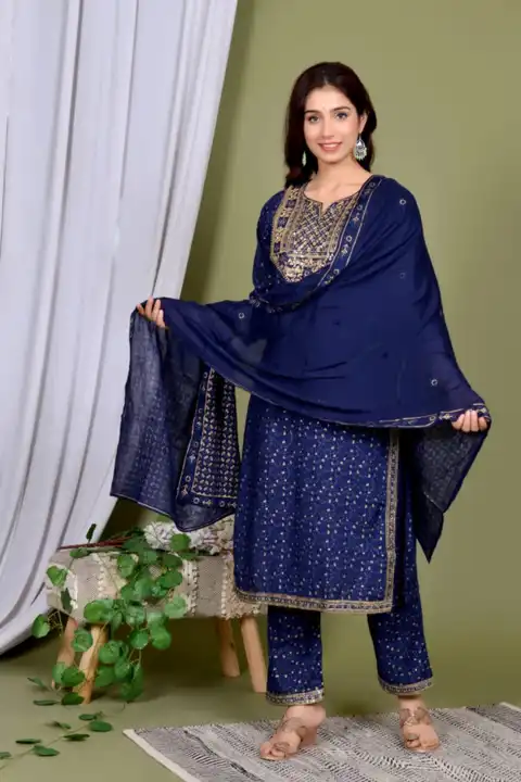 Beautiful designer kurti with pant and dupatta uploaded by Classic Collection on 8/10/2023