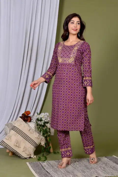 Anar-141BF heavy embroidery rayon kurti with pant and dupatta uploaded by business on 8/10/2023