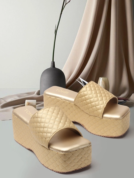 Fancy  Heel For Women In Golden Color Wedges uploaded by TOHR on 8/10/2023