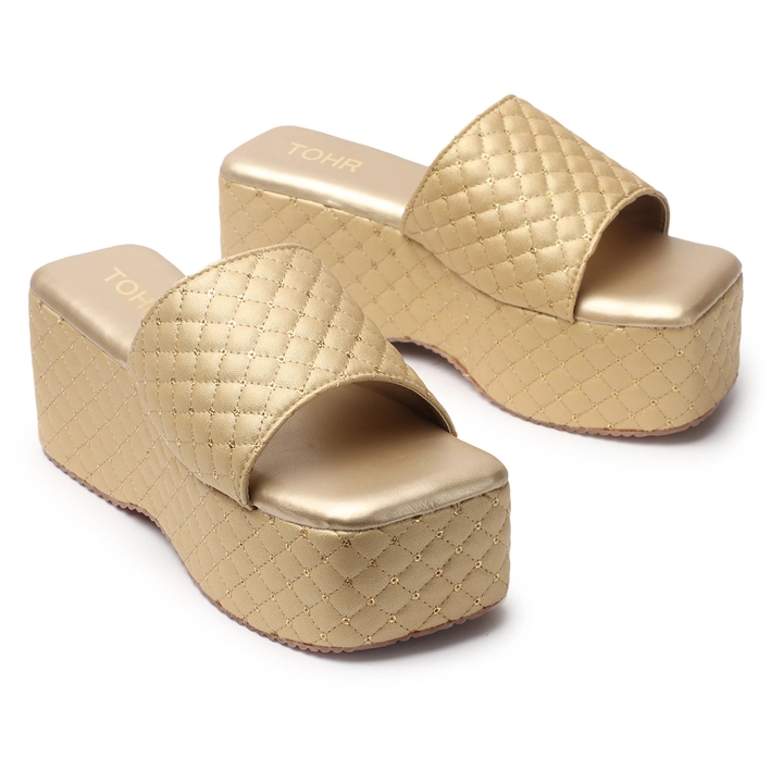 Fancy  Heel For Women In Golden Color Wedges uploaded by TOHR on 8/10/2023