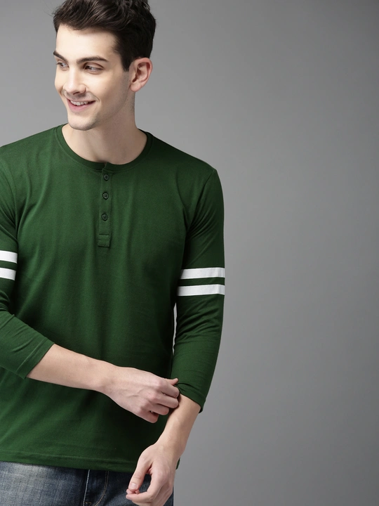 Hot Button Henley Neck Full Sleeve Dark Green T-Shirt for Men! 🌿💪 uploaded by Hotbutton.in  on 8/10/2023