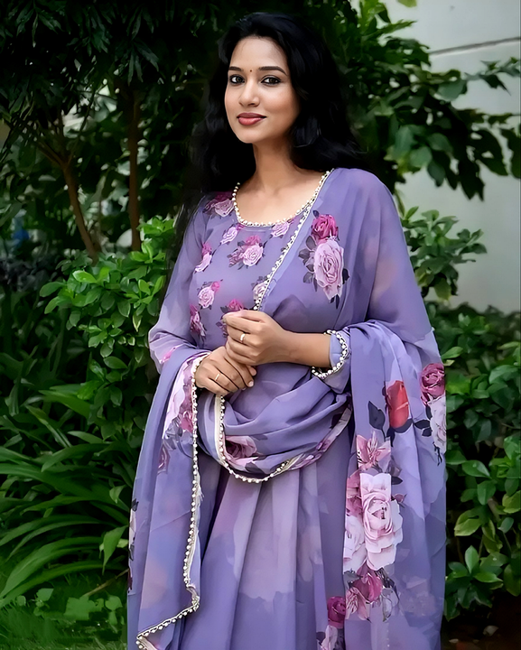 Latest Parts Wearing Georgette Kurta With Bottom Wear And Dupatta Set  uploaded by ABiS Enterprises on 8/10/2023