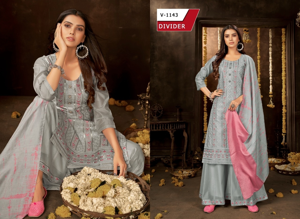 Modal chanderi designer Palazzo suits set  uploaded by V B Sons on 8/10/2023