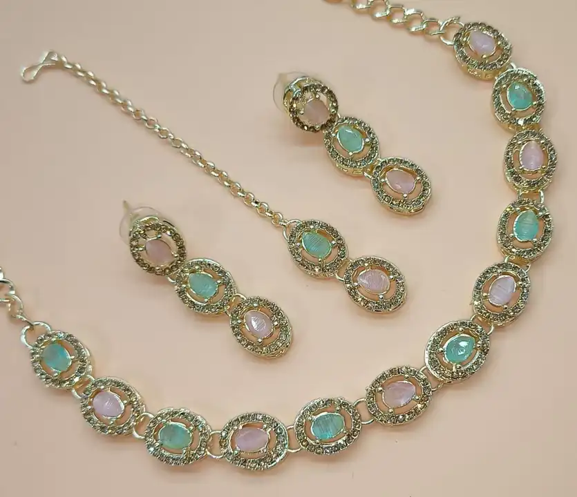 Primium qwelity setting stone necklace set  uploaded by business on 8/10/2023
