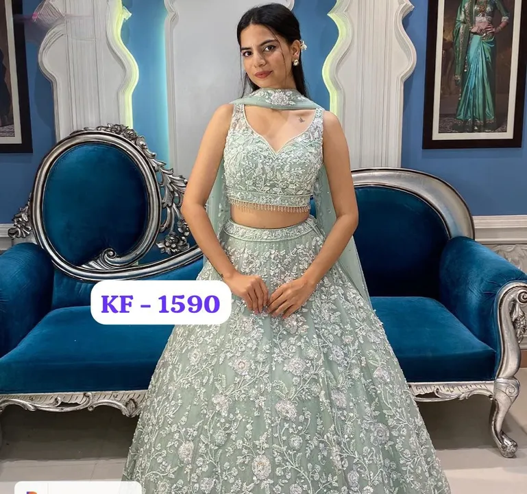 DESIGNER BRIDAL WEAR HEAVY NET CHiNE SEQUNCE WORK LEHENGAS WITH DUPATTA uploaded by business on 8/10/2023