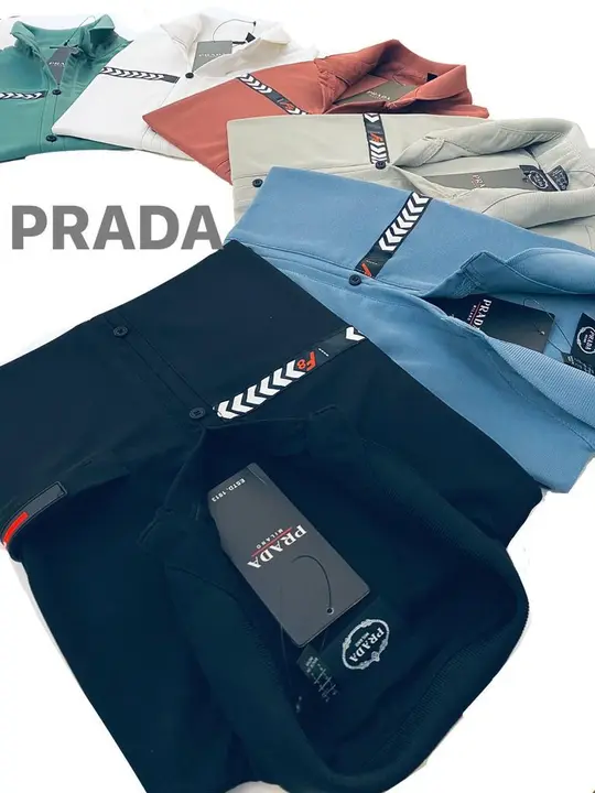 Prada collar half sleeve cotton sap metty t shirt premium showroom quality , website- https://panthe uploaded by Panther garments - manufacturing  on 8/10/2023