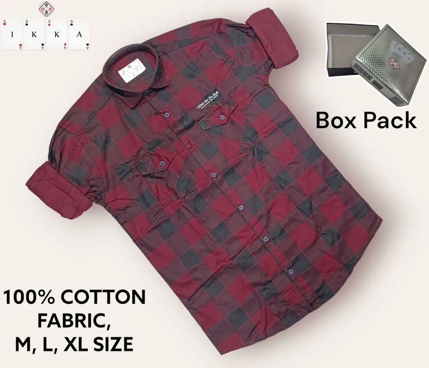 ♦️♣️1KKA♥️♠️ EXCLUSIVE BOX PACKING DOUBLE POCKET CHECKERED SHIRTS FOR MEN uploaded by Kushal Jeans, Indore on 8/10/2023