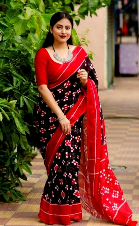 linen print saree uploaded by Dress Warld  on 8/10/2023