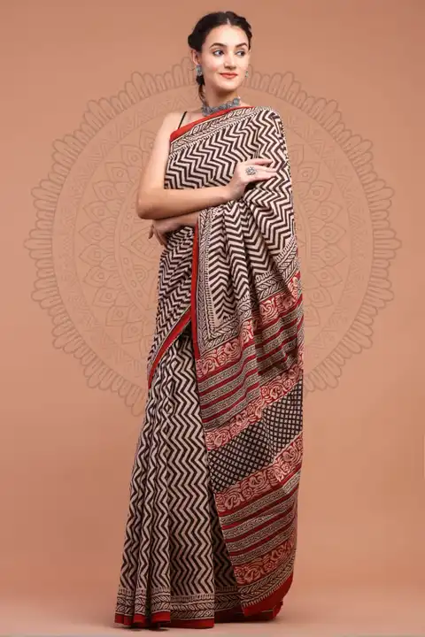 Cotton saree uploaded by Bagru crafts on 8/10/2023
