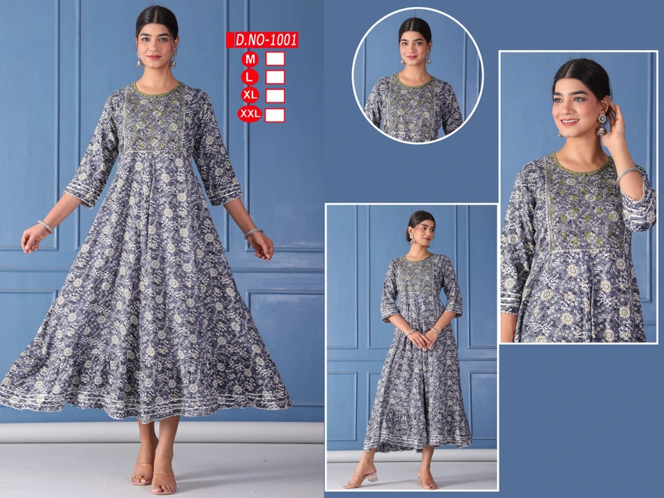 Foil print Anarkali long gown with sequence work  uploaded by business on 8/10/2023