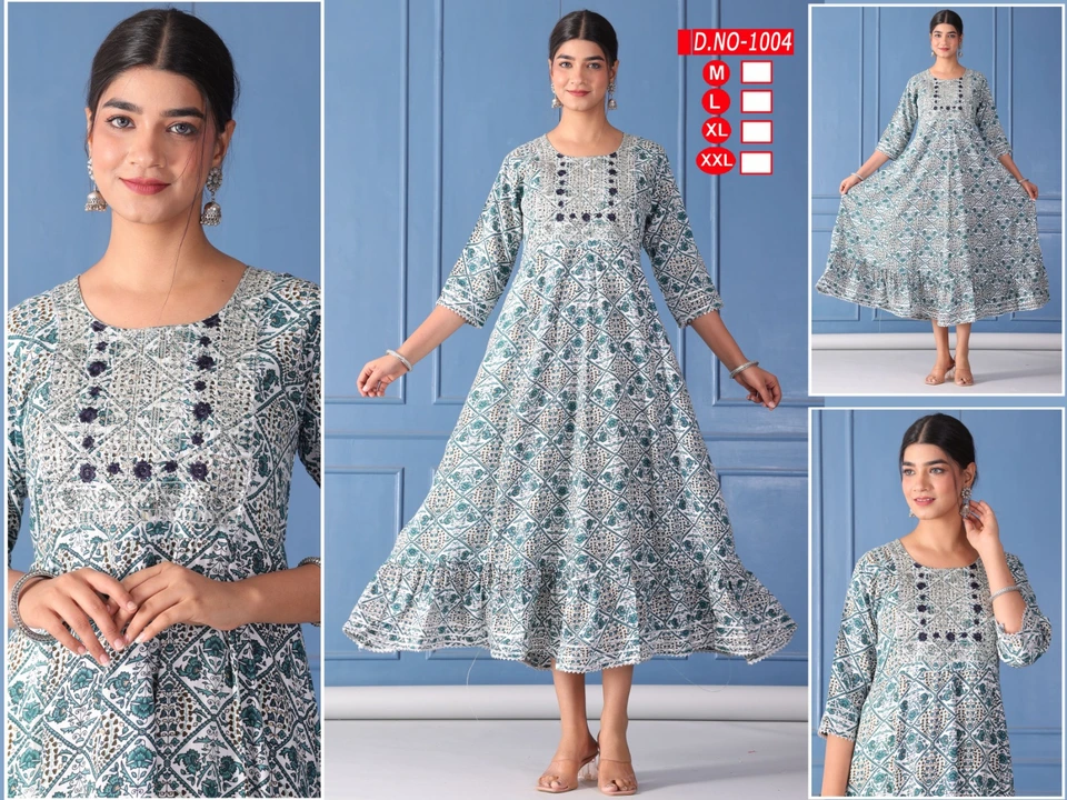 Foil print Anarkali long gown with sequence work  uploaded by Kabir Fashion World on 8/10/2023