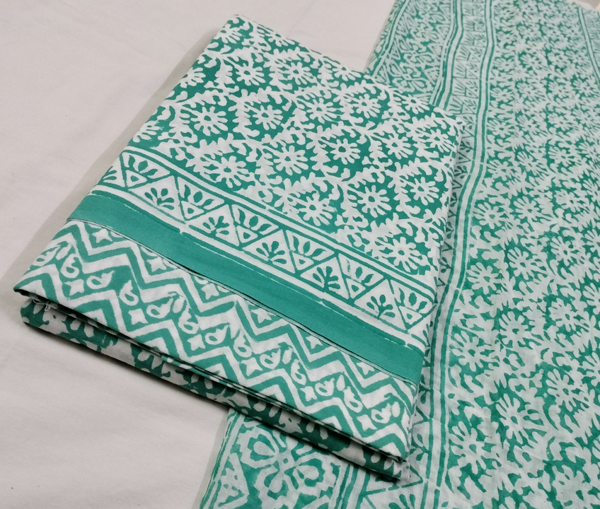 Hand block dress material with cotton dupatta  uploaded by Minerva Creation on 8/10/2023