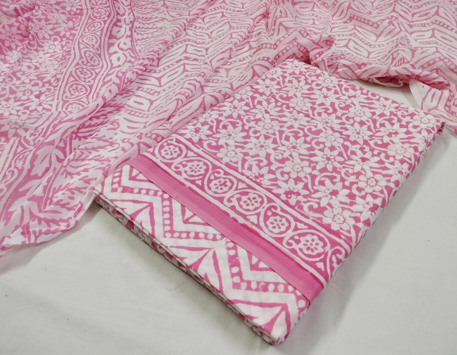 Hand block dress material with cotton dupatta  uploaded by business on 8/10/2023
