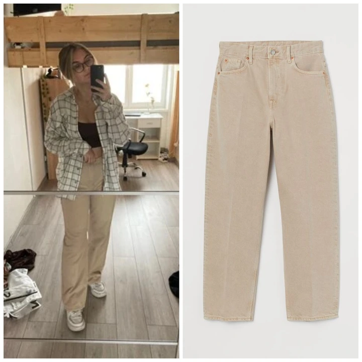 Beige wide leg jeans uploaded by Shoppingfactory on 8/10/2023