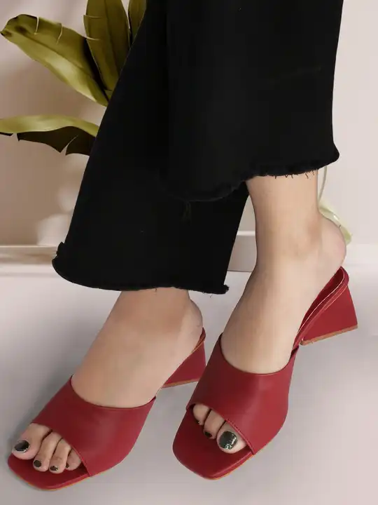 Fancy Red Block Heels with Triangle Heel Sandle For Ladies uploaded by TOHR on 8/10/2023