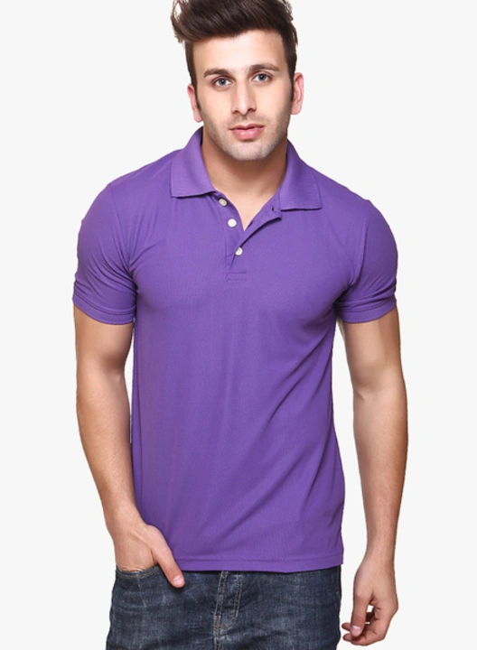 hot button polo neck half sleeve solid purple t-shirt for men! uploaded by Hotbutton.in  on 8/11/2023
