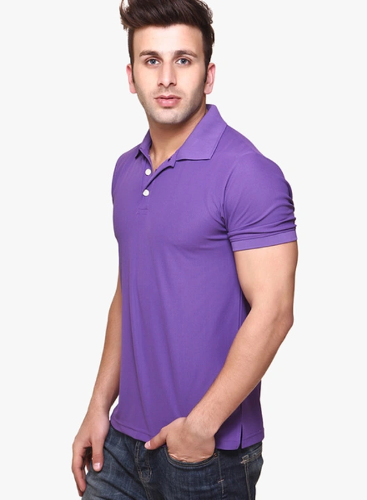 hot button polo neck half sleeve solid purple t-shirt for men! uploaded by Hotbutton.in  on 8/11/2023