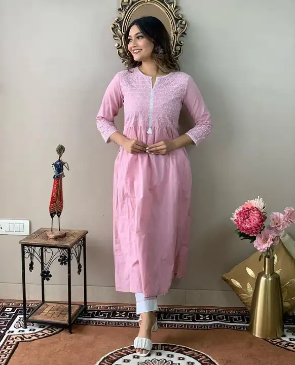Full embroidery nayra cut Kurti with pant set  uploaded by business on 8/11/2023
