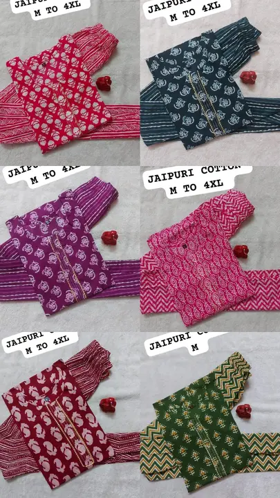 Jaipuri cotton kurti pant set uploaded by Insta id - neelam_creation07  on 8/11/2023