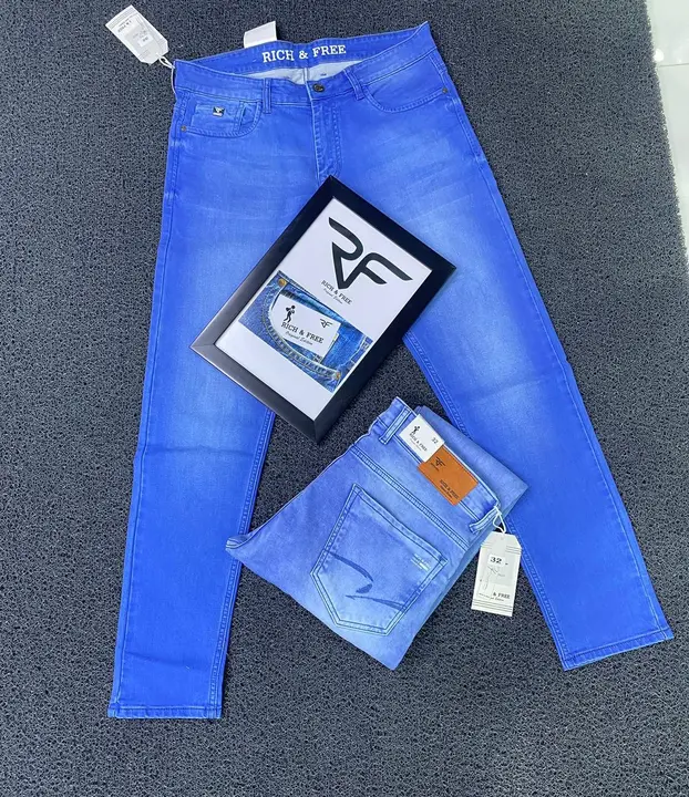 Electric blue jeans uploaded by Rehan collection on 8/11/2023