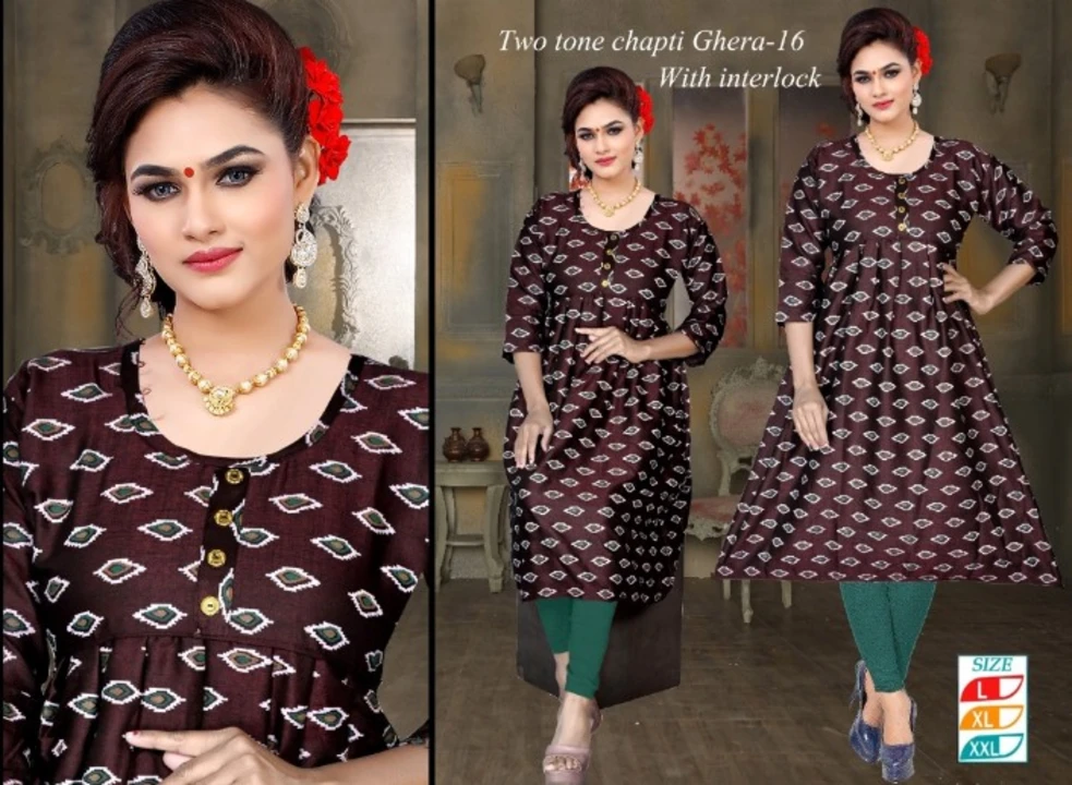 Two tone chapti ghera kurti  uploaded by BHATTAD TEXTILE AGENCY  on 8/11/2023