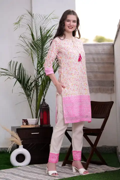 Cotton sifli kurta with pant and duptta uploaded by Deepika Designer Saree on 8/11/2023