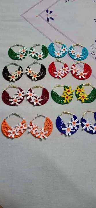 crochet hoop earrings  uploaded by Hoichoi creation on 3/19/2021