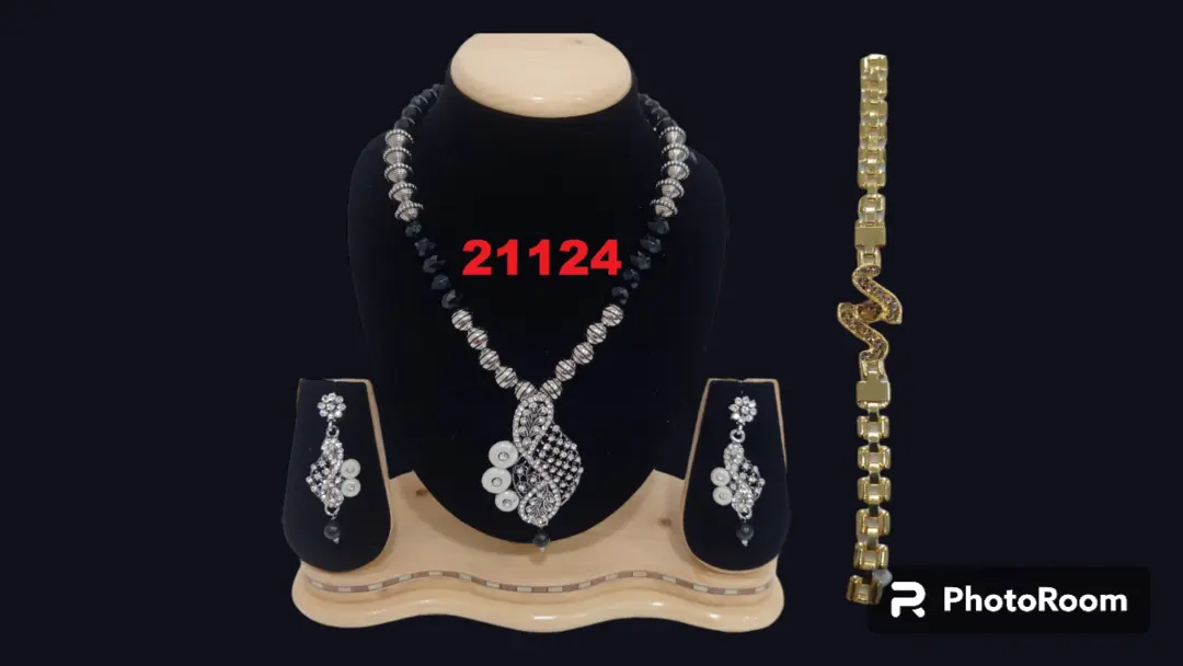 Oxidized Silver Plated Necklace Set With Earrings & Free Bracelet  uploaded by business on 8/11/2023