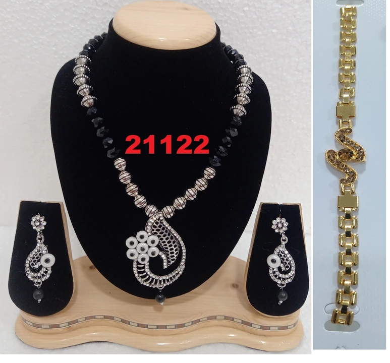 Oxidized Silver Plated Necklace Set With Earrings & Free Bracelet  uploaded by Sudha Creations  on 8/11/2023