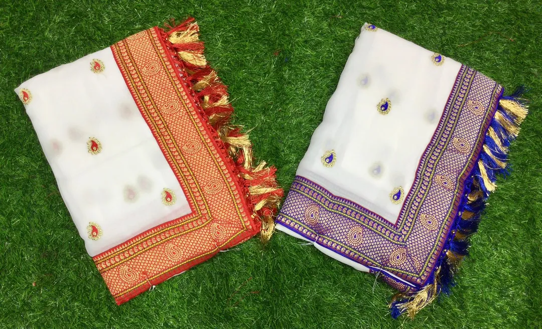 Georgette white 15 August sarees available   uploaded by business on 8/11/2023