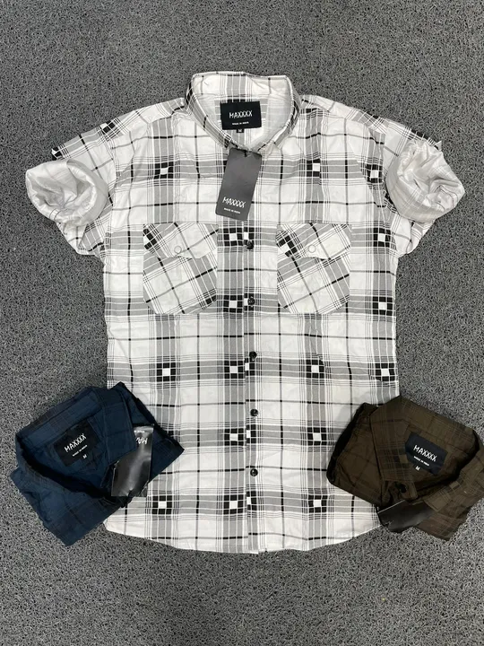 Double pocket cotton check size.m.l.xl uploaded by Amaan garments  on 8/11/2023