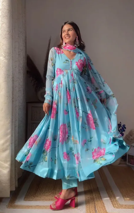Gown with pant and dupatta  uploaded by JS Fashion Mart  on 8/11/2023