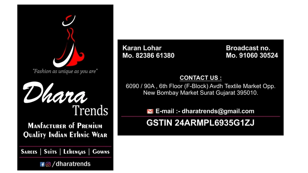 Visiting card store images of Dhara Trends