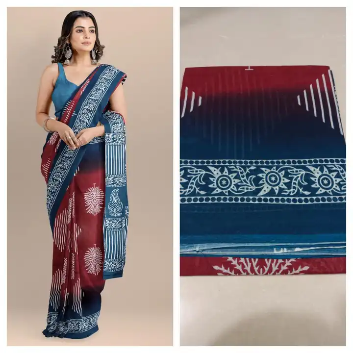 Cotton mulmul sarees with blouse .Lenth 6.5 mitr with blouse  uploaded by S S block printers  on 8/12/2023