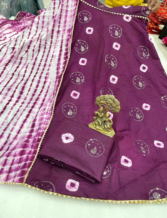 Muslin cotton shibori print lehnga sequence work uploaded by Deepika Designer Saree on 8/12/2023