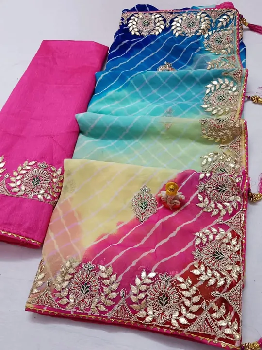 *New Exclusive Wow Looking Traditional Leheriya Saree*   Fabric - gorget feel best fabric with beaut uploaded by Marwadi Businessmen on 8/12/2023