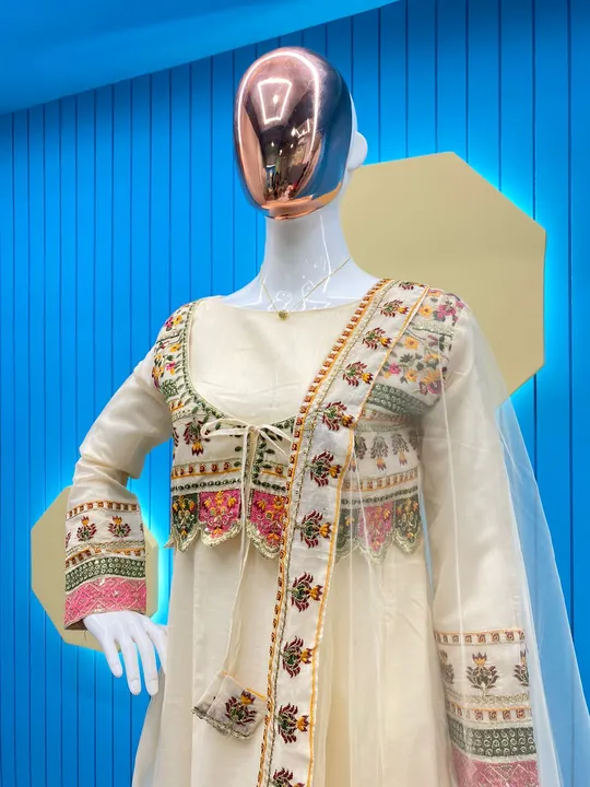 TOP+KOTI WITH DUPATTA*TRENDING DESIGNER RAJWADI SEQUENCE EMBROIDERED WORK *
 uploaded by NIVA CREATION on 8/12/2023