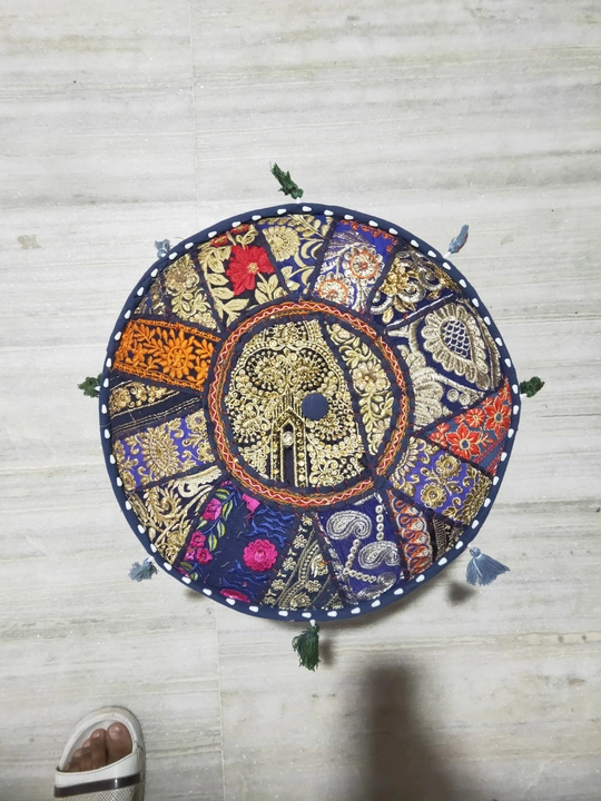 Vintage Indian Hand made Patchwork Pouf Ottoman Floor Cover  uploaded by Bandasar Craft House on 8/12/2023