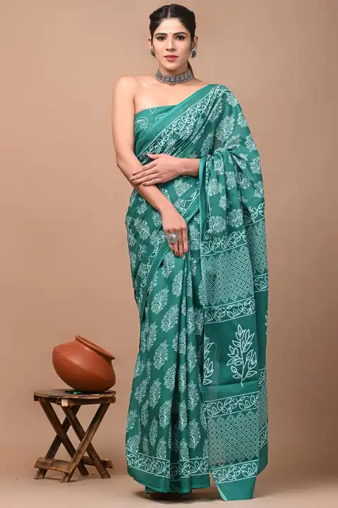 Hand block cotton mulmul sarees  uploaded by business on 8/12/2023