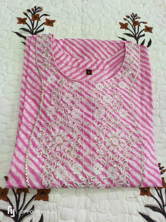 Cotton long lehriya work kurti  uploaded by Radha Rani Textiles on 8/12/2023