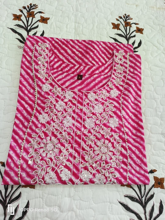 Cotton long lehriya work kurti  uploaded by Radha Rani Textiles on 8/12/2023
