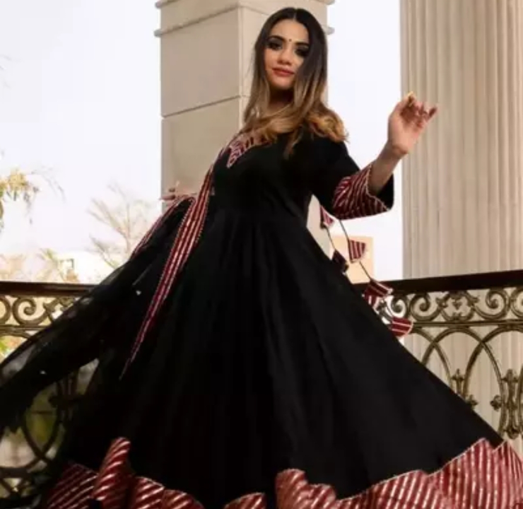 Designer black gown with one dupatta uploaded by business on 8/12/2023