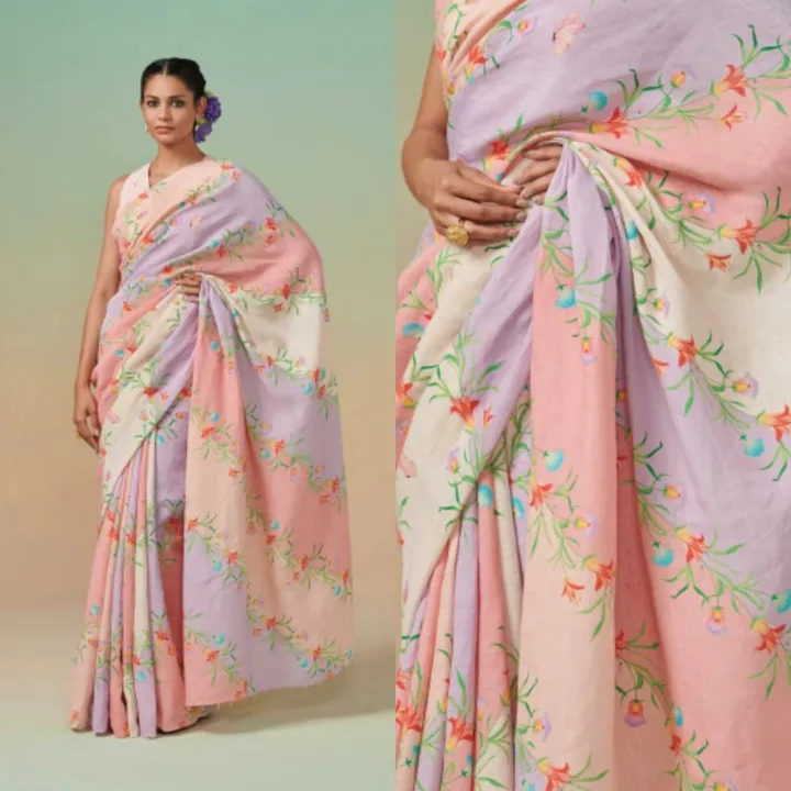 Linen saree uploaded by Ritu Creation on 8/12/2023