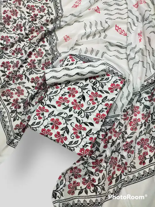 *Hand Block Printed Heavy White 🤍 Unstitched Dress Material Suits 👗*
*Triple Hand Block Work  uploaded by business on 8/12/2023